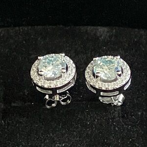 Diamond Stud Earrings 925 Sterling Silver